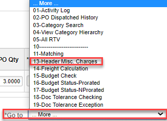 Header Miscellaneous charges