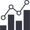 Bar graph icon, trending upward Bar graph icon, trending upward